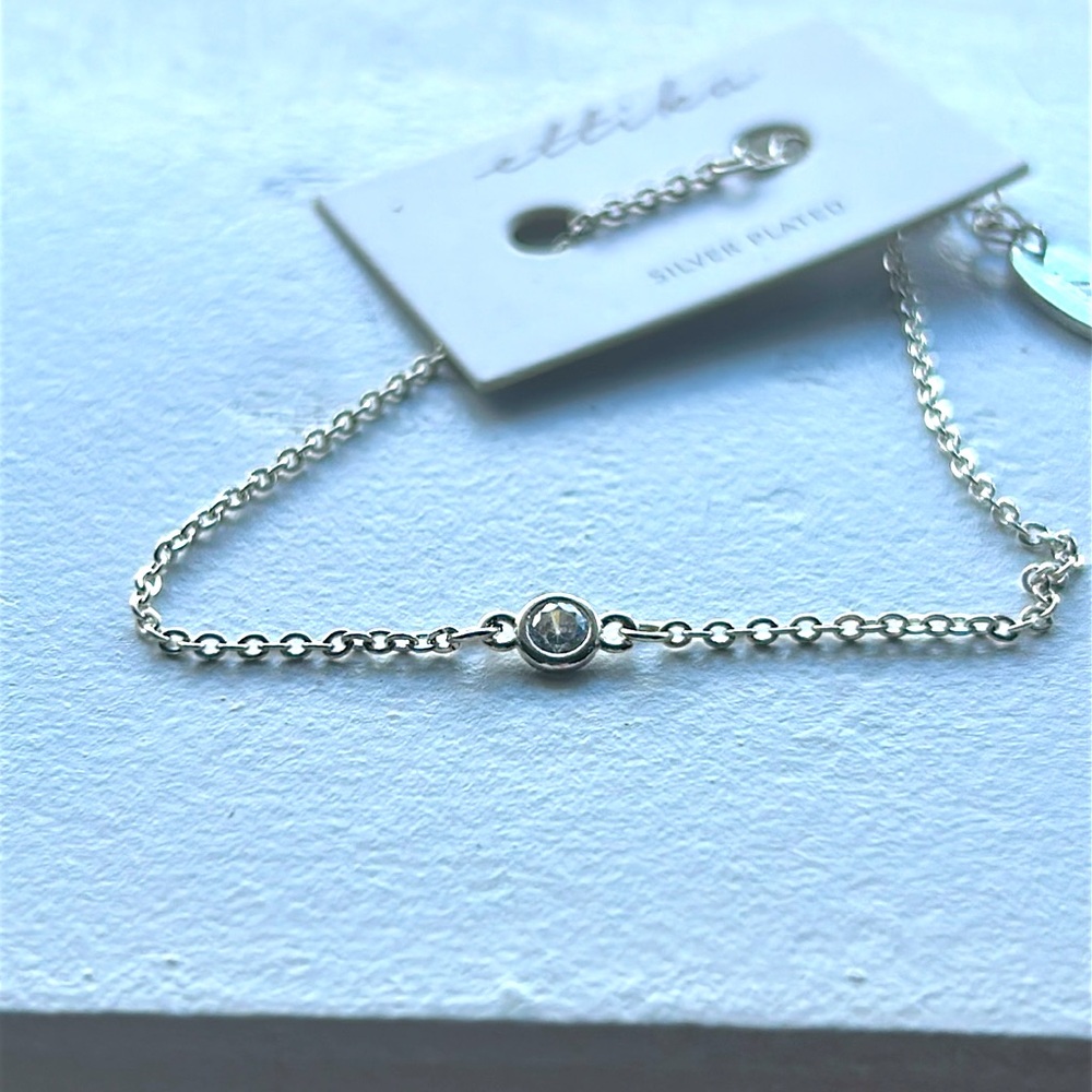 NEW NWT Ettika Silver Plated Chain Bracelet with Charm